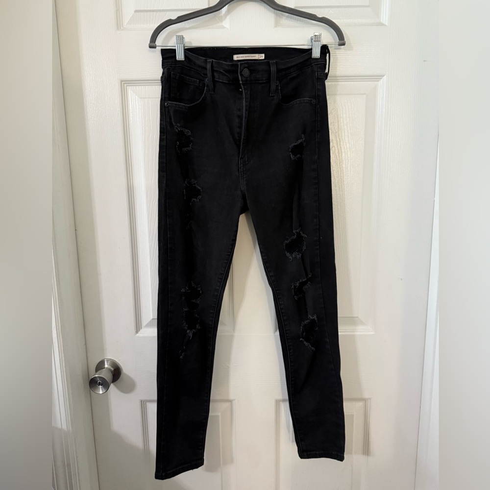 Levi's Mile High Siper Skinny Black Ripped Jeans